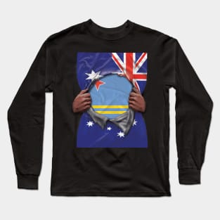 Aruba Flag Australian Flag Ripped - Gift for Aruban From Aruba Long Sleeve T-Shirt